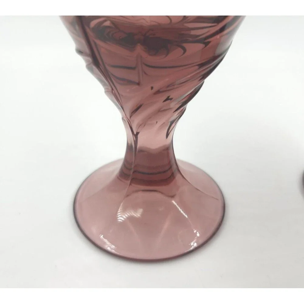 2 Noritake Crystal Sweet Swirl Pattern Lilac Plum Iced Tea Goblet 7 3/8